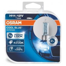 Комплект ламп Osram H11 12V 55W PGJ19-2 COOL BLUE INTENSE цветовая температура 4200К 2шт. (64211CBI-HCB)